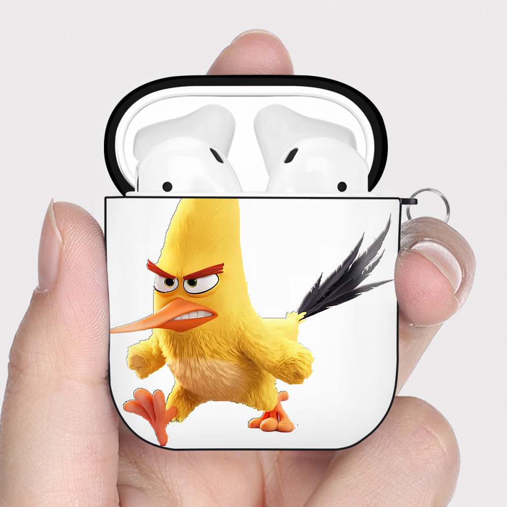 （画像用） Angry Birds アングリーバード AirPods 第2世代保護ケース ハードシェル ブラック 耐衝撃・防指紋・カラビナ付き