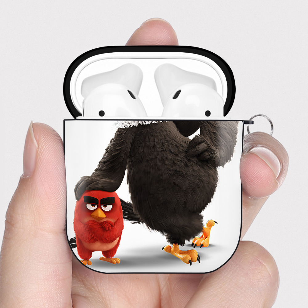 （画像用） Angry Birds アングリーバード AirPods 第2世代保護ケース ハードシェル ブラック 耐衝撃・防指紋・カラビナ付き