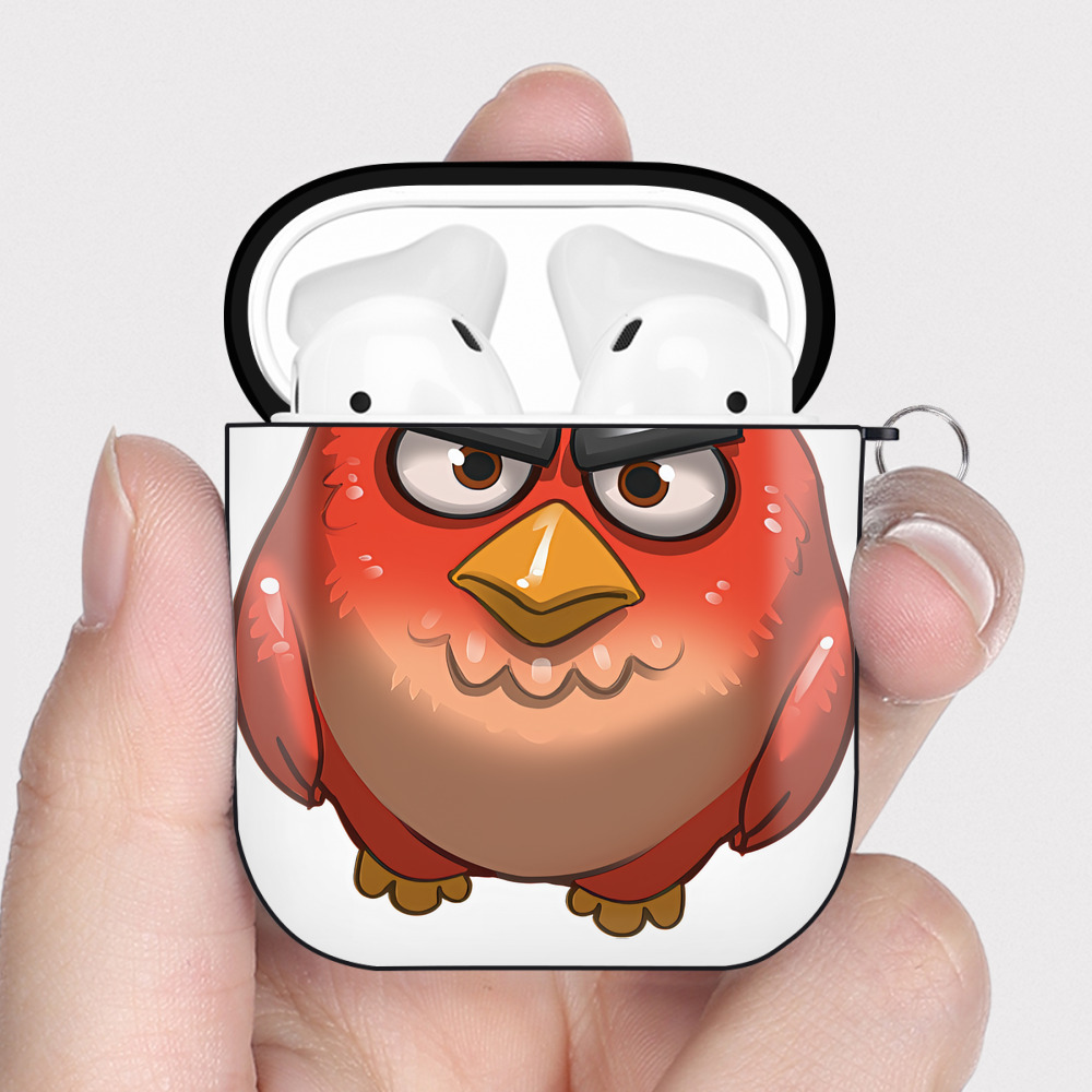 （画像用） Angry Birds アングリーバード AirPods 第2世代保護ケース ハードシェル ブラック 耐衝撃・防指紋・カラビナ付き