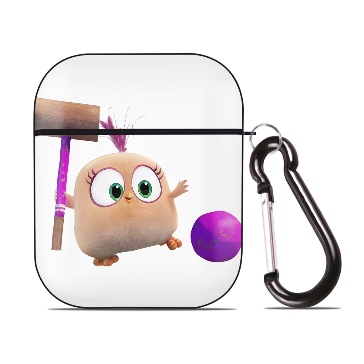 （画像用） Angry Birds アングリーバード AirPods 第2世代保護ケース ハードシェル ブラック 耐衝撃・防指紋・カラビナ付き