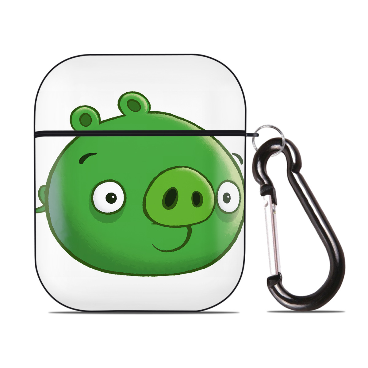 （画像用） Angry Birds アングリーバード AirPods 第2世代保護ケース ハードシェル ブラック 耐衝撃・防指紋・カラビナ付き