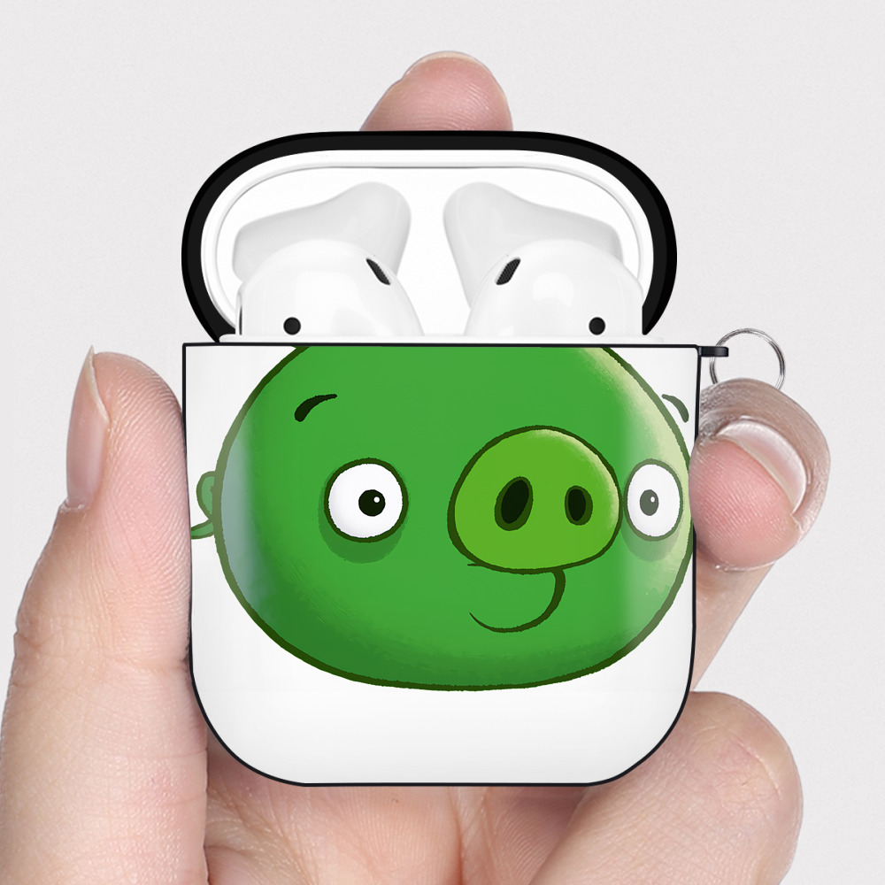 （画像用） Angry Birds アングリーバード AirPods 第2世代保護ケース ハードシェル ブラック 耐衝撃・防指紋・カラビナ付き
