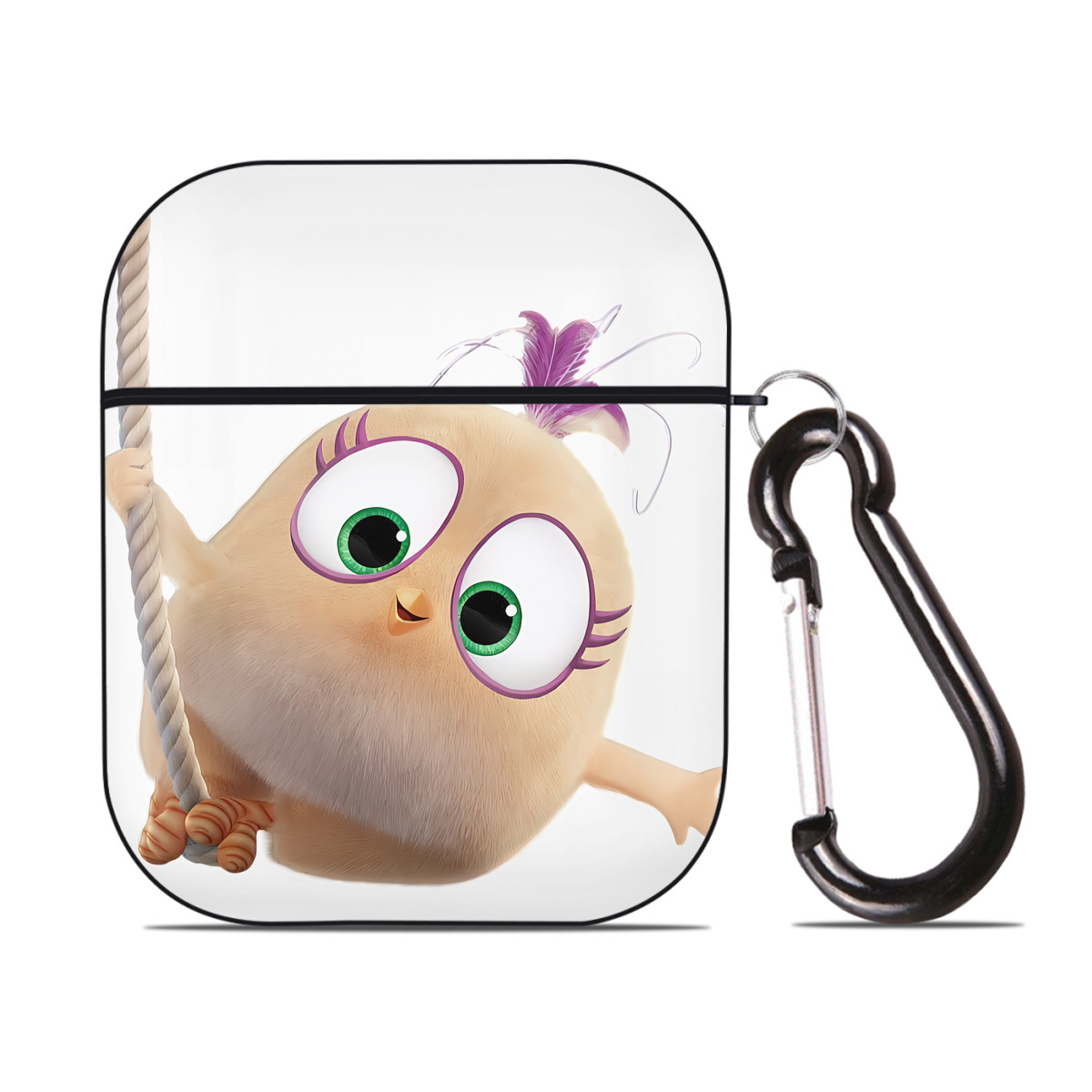 （画像用） Angry Birds アングリーバード AirPods 第2世代保護ケース ハードシェル ブラック 耐衝撃・防指紋・カラビナ付き