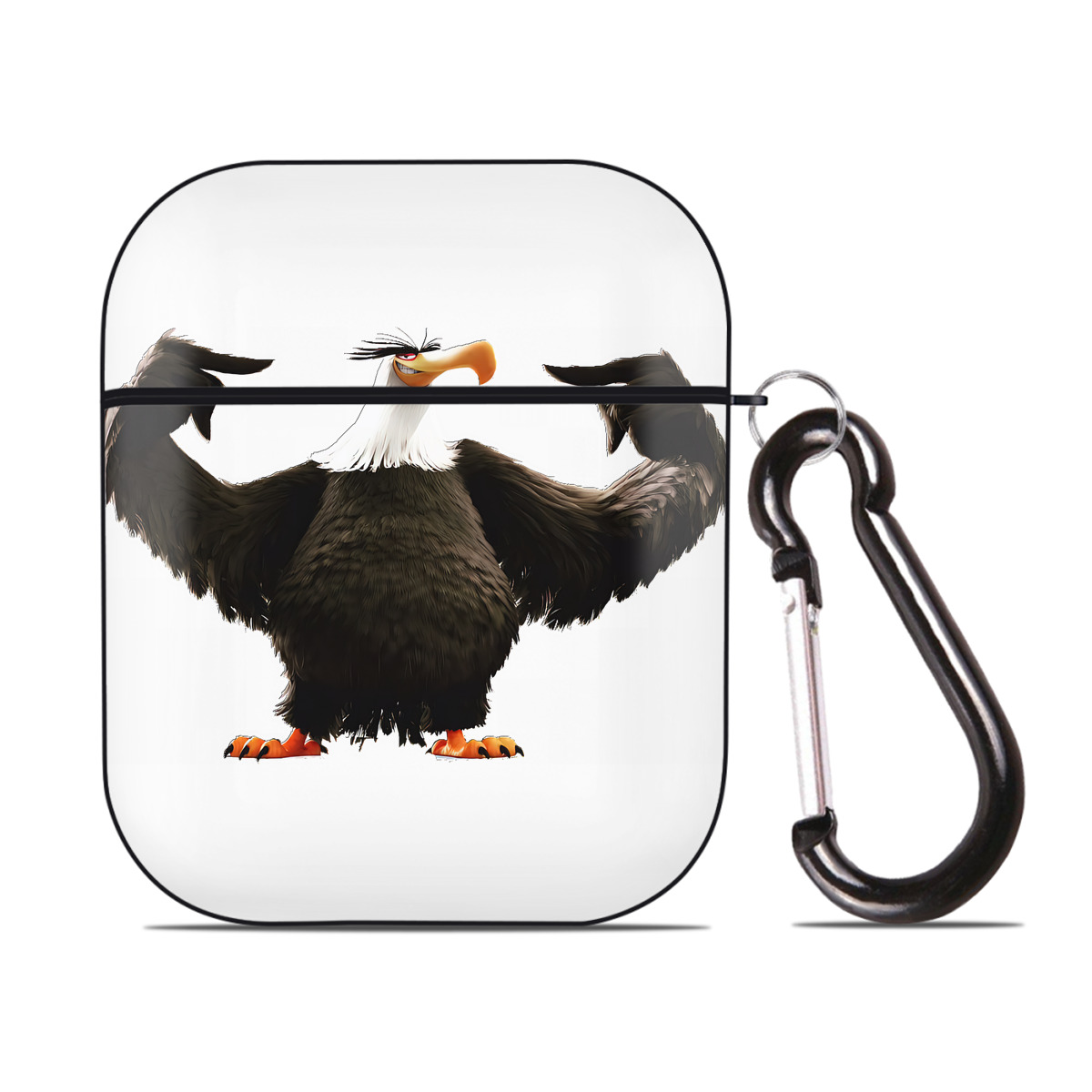 （画像用） Angry Birds アングリーバード AirPods 第2世代保護ケース ハードシェル ブラック 耐衝撃・防指紋・カラビナ付き