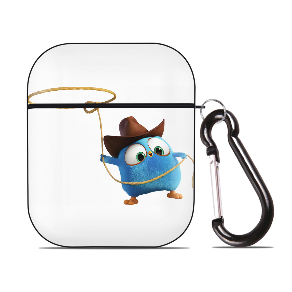 （画像用） Angry Birds アングリーバード AirPods 第2世代保護ケース ハードシェル ブラック 耐衝撃・防指紋・カラビナ付き