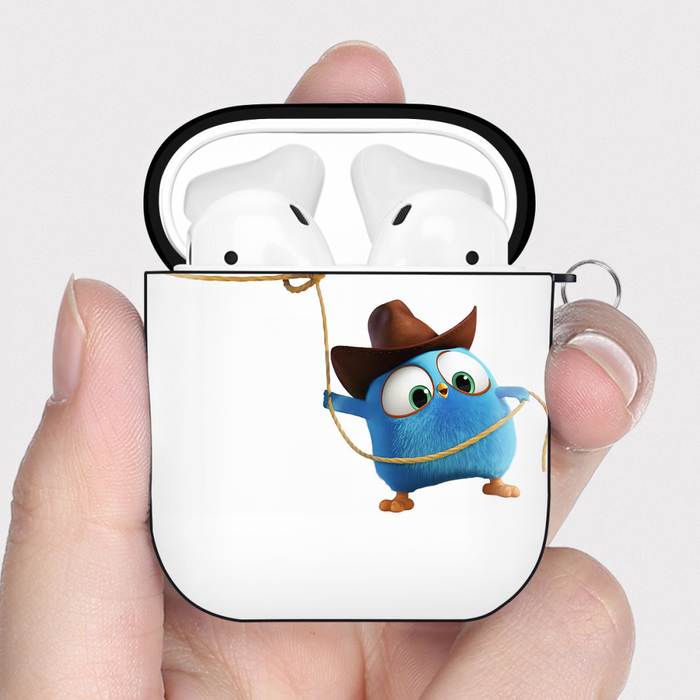 （画像用） Angry Birds アングリーバード AirPods 第2世代保護ケース ハードシェル ブラック 耐衝撃・防指紋・カラビナ付き