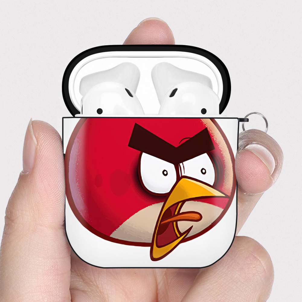 （画像用） Angry Birds アングリーバード AirPods 第2世代保護ケース ハードシェル ブラック 耐衝撃・防指紋・カラビナ付き