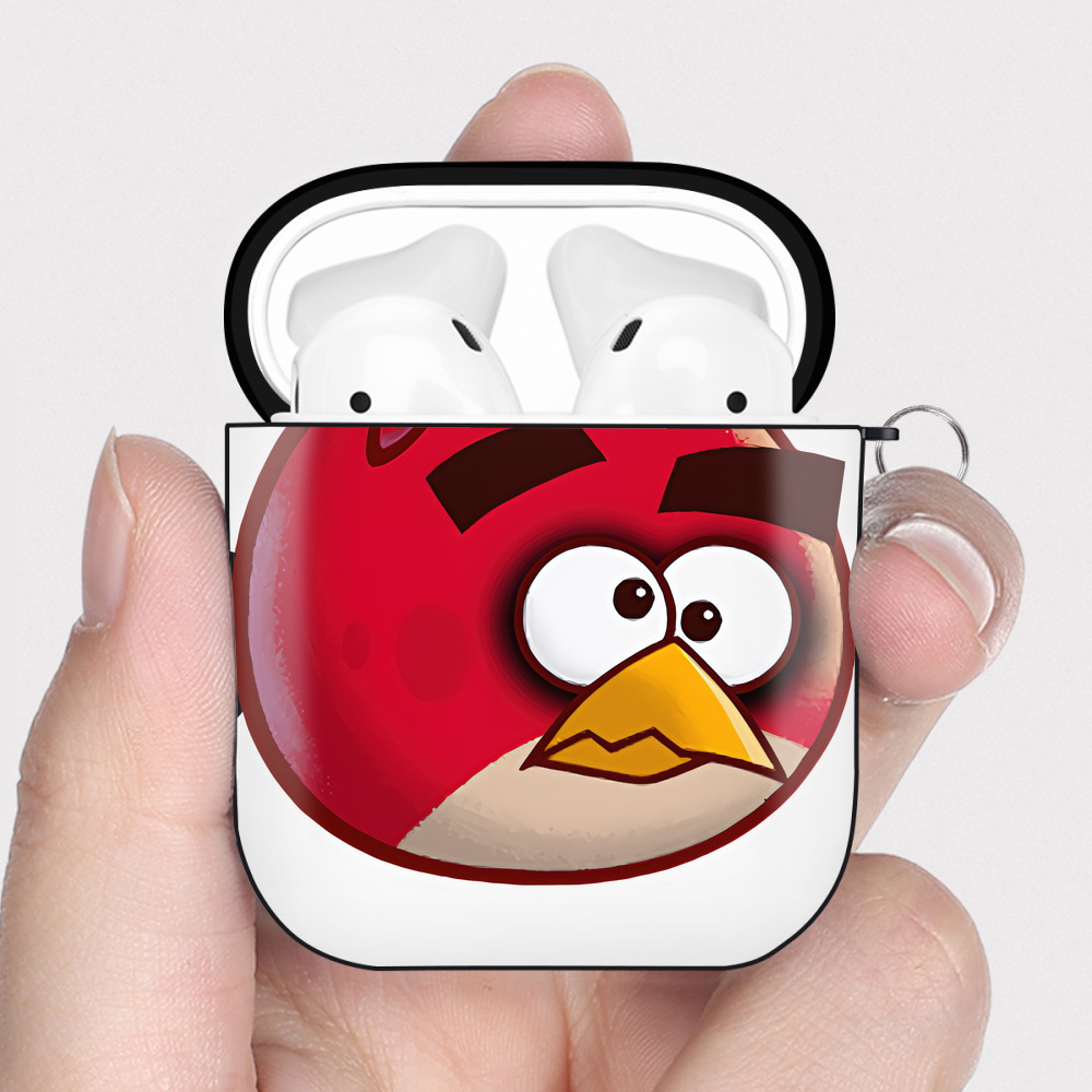 （画像用） Angry Birds アングリーバード AirPods 第2世代保護ケース ハードシェル ブラック 耐衝撃・防指紋・カラビナ付き