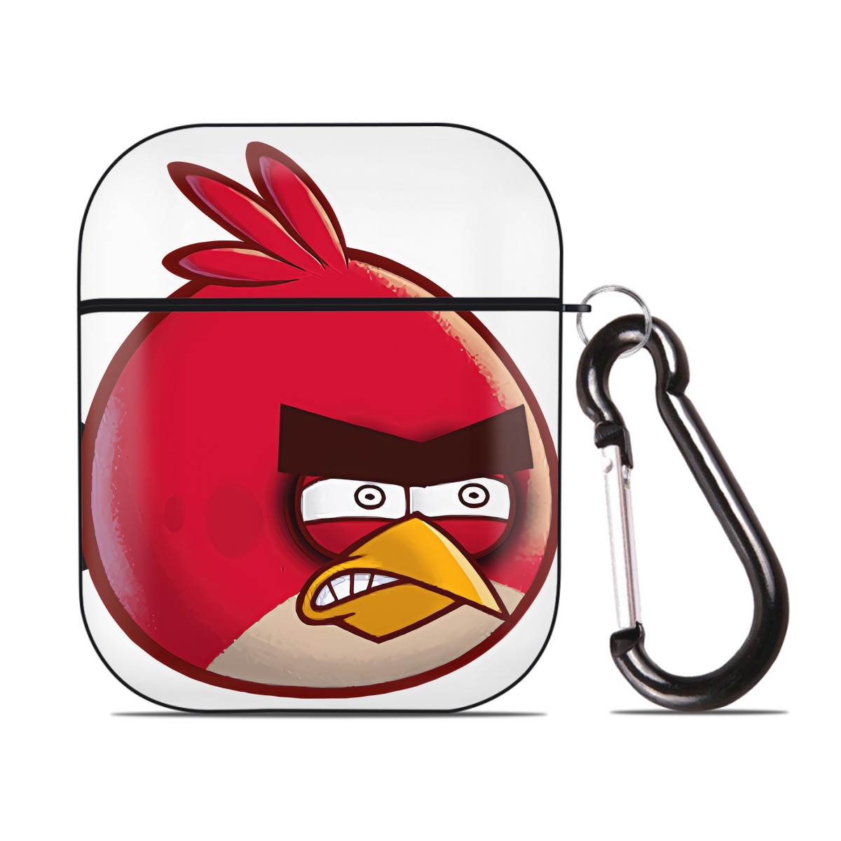 （画像用） Angry Birds アングリーバード AirPods 第2世代保護ケース ハードシェル ブラック 耐衝撃・防指紋・カラビナ付き