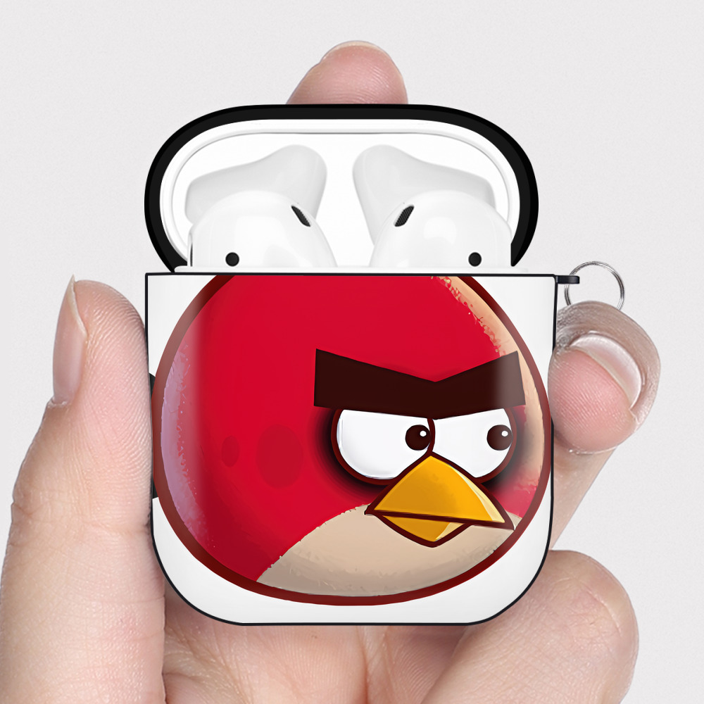 （画像用） Angry Birds アングリーバード AirPods 第2世代保護ケース ハードシェル ブラック 耐衝撃・防指紋・カラビナ付き