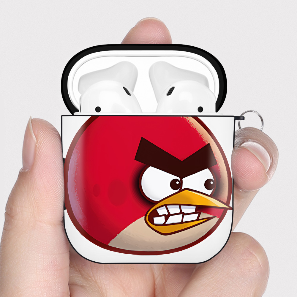 （画像用） Angry Birds アングリーバード AirPods 第2世代保護ケース ハードシェル ブラック 耐衝撃・防指紋・カラビナ付き