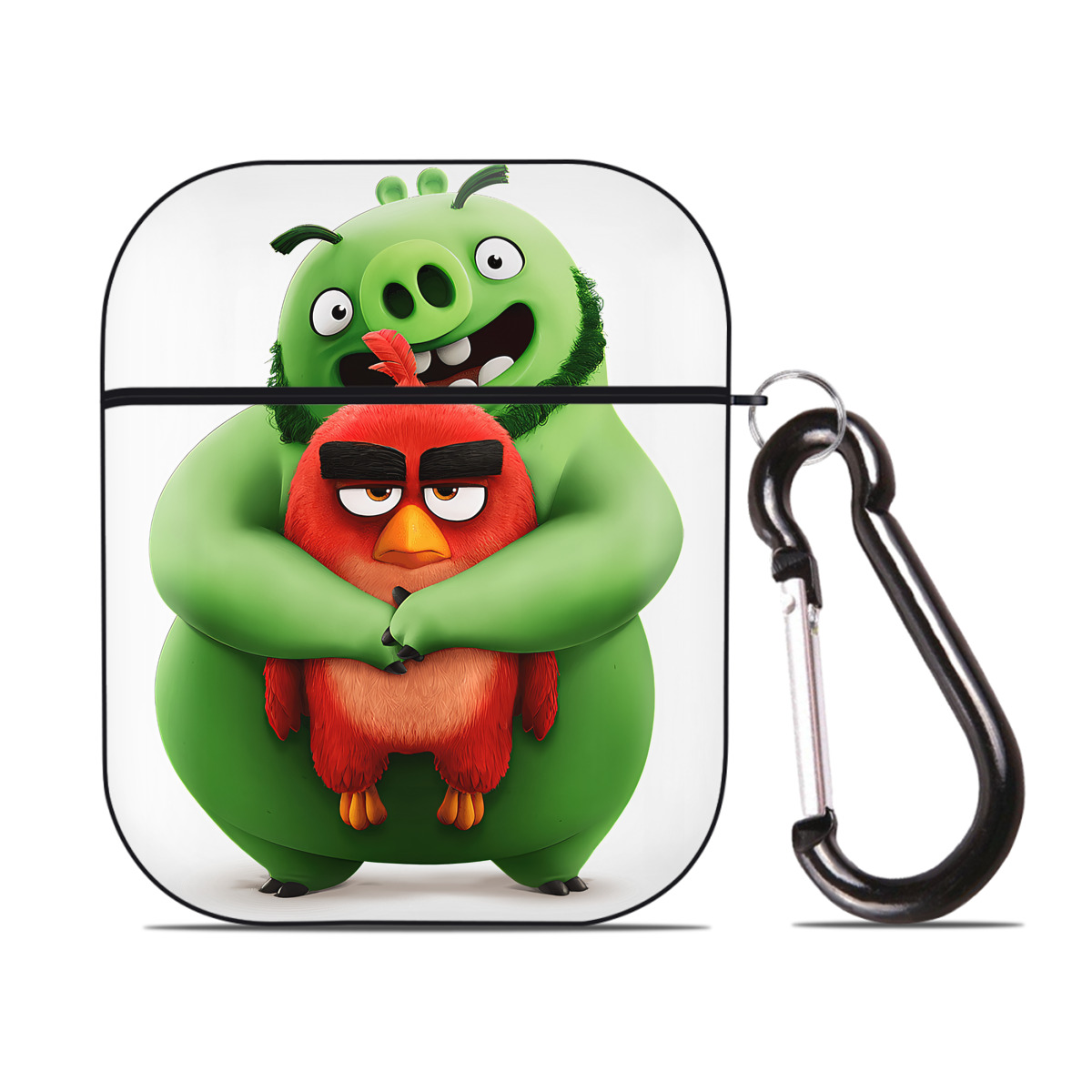 （画像用） Angry Birds アングリーバード AirPods 第2世代保護ケース ハードシェル ブラック 耐衝撃・防指紋・カラビナ付き