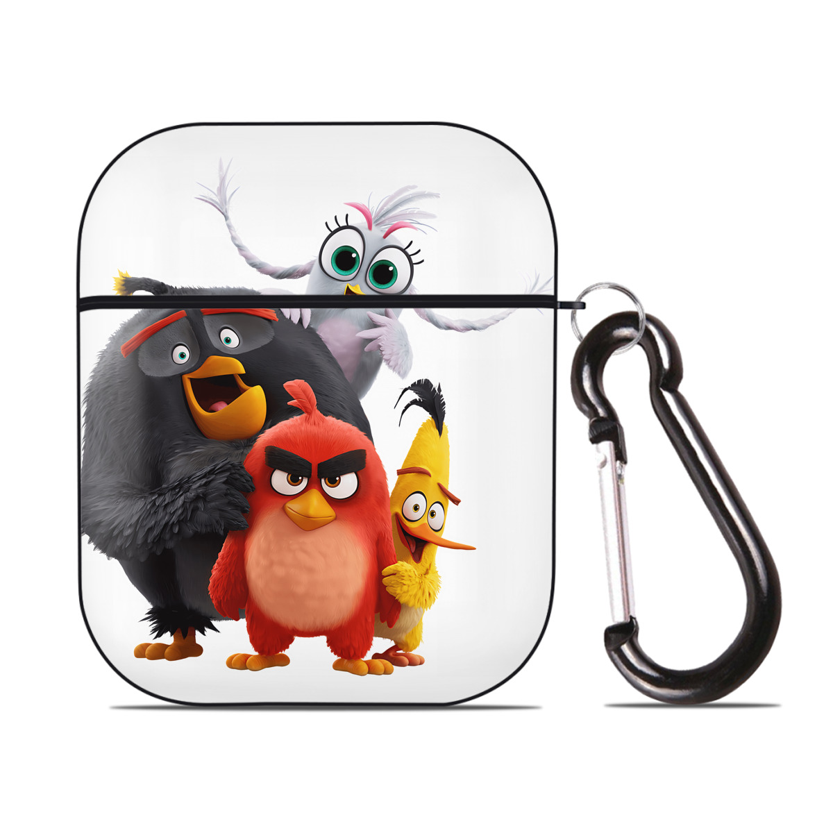 （画像用） Angry Birds アングリーバード AirPods 第2世代保護ケース ハードシェル ブラック 耐衝撃・防指紋・カラビナ付き