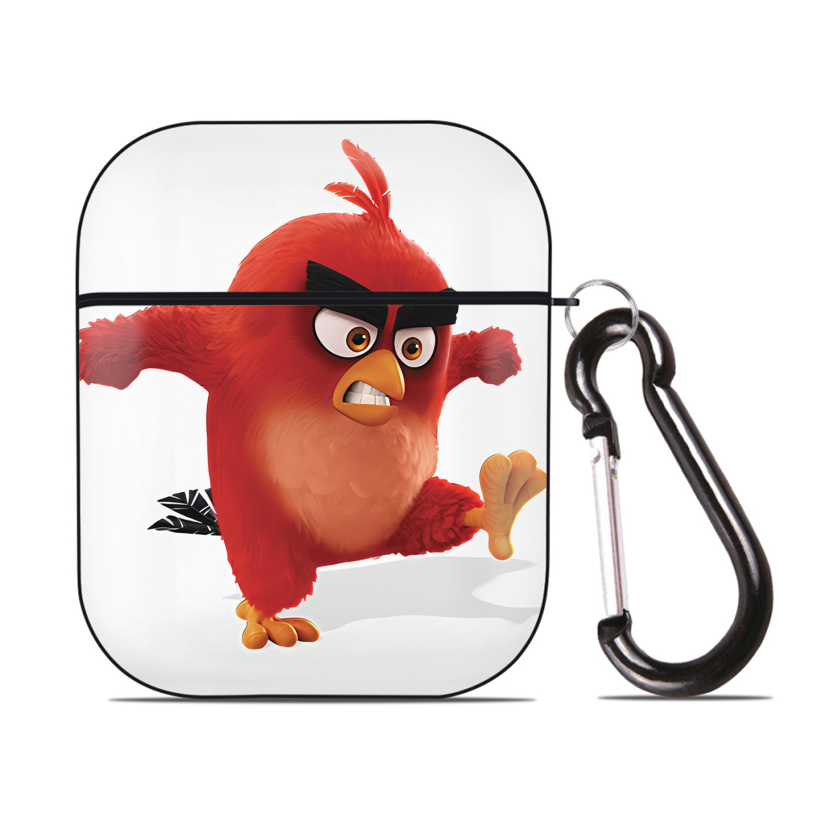 （画像用） Angry Birds アングリーバード AirPods 第2世代保護ケース ハードシェル ブラック 耐衝撃・防指紋・カラビナ付き
