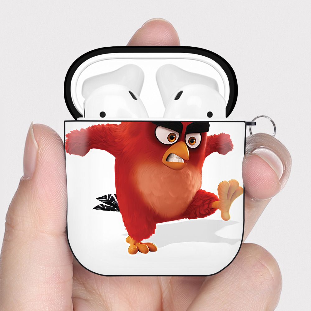（画像用） Angry Birds アングリーバード AirPods 第2世代保護ケース ハードシェル ブラック 耐衝撃・防指紋・カラビナ付き