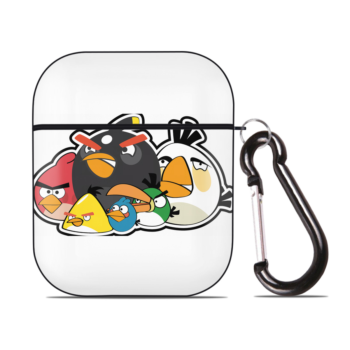（画像用） Angry Birds アングリーバード AirPods 第2世代保護ケース ハードシェル ブラック 耐衝撃・防指紋・カラビナ付き