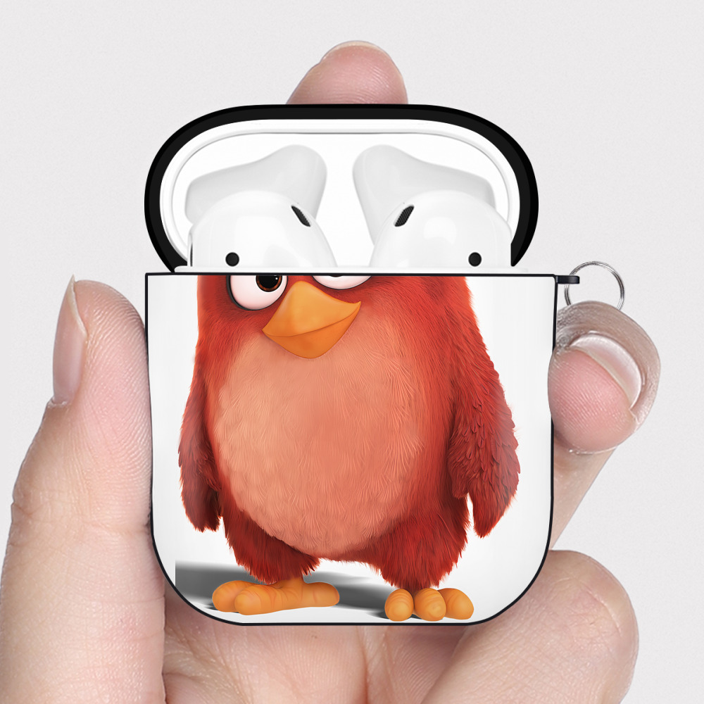 （画像用） Angry Birds アングリーバード AirPods 第2世代保護ケース ハードシェル ブラック 耐衝撃・防指紋・カラビナ付き