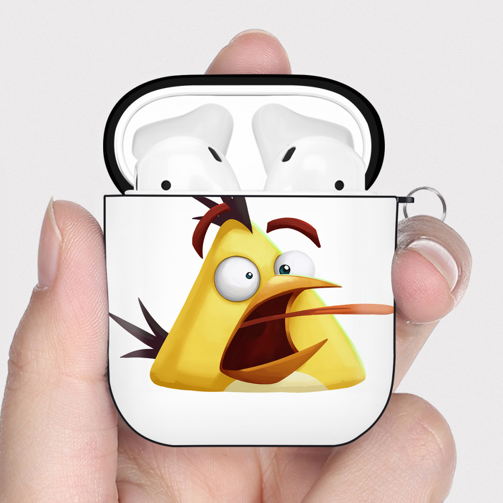 （画像用） Angry Birds アングリーバード AirPods 第2世代保護ケース ハードシェル ブラック 耐衝撃・防指紋・カラビナ付き