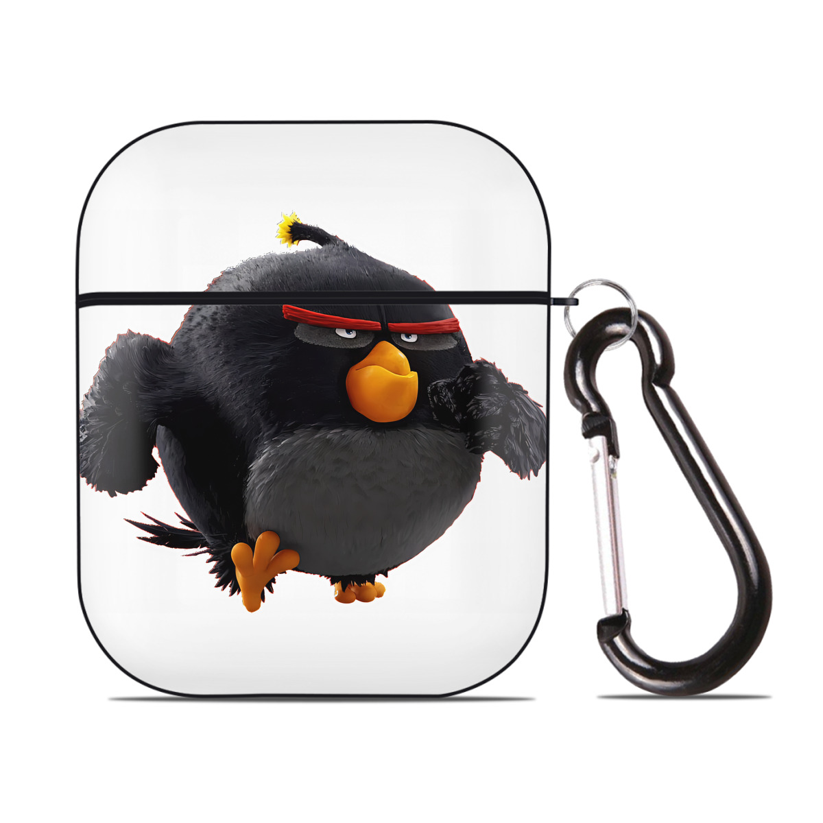 （画像用） Angry Birds アングリーバード AirPods 第2世代保護ケース ハードシェル ブラック 耐衝撃・防指紋・カラビナ付き