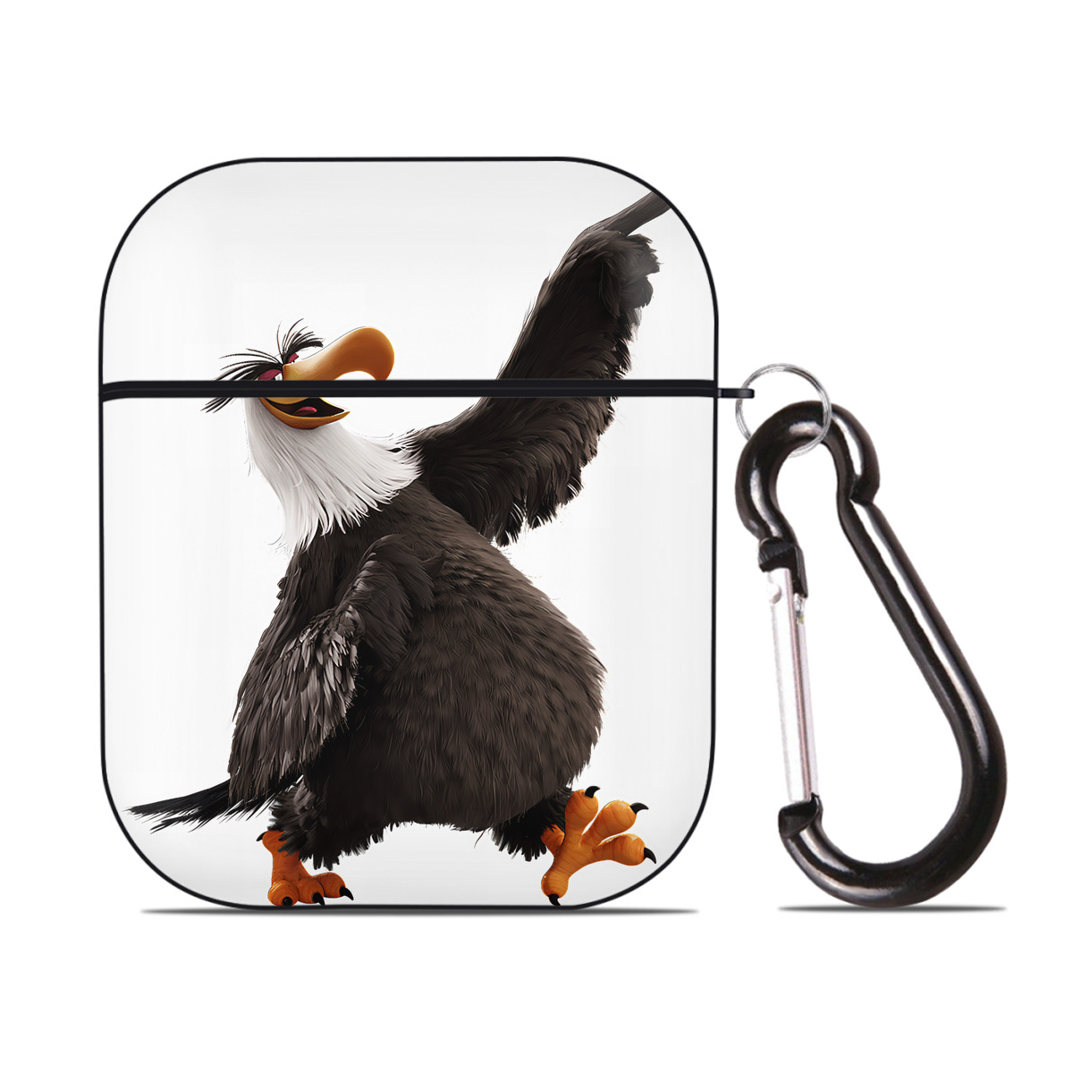 （画像用） Angry Birds アングリーバード AirPods 第2世代保護ケース ハードシェル ブラック 耐衝撃・防指紋・カラビナ付き