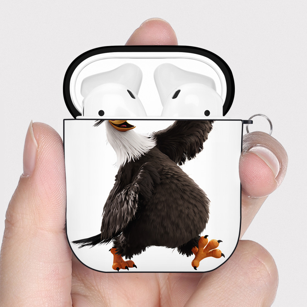 （画像用） Angry Birds アングリーバード AirPods 第2世代保護ケース ハードシェル ブラック 耐衝撃・防指紋・カラビナ付き