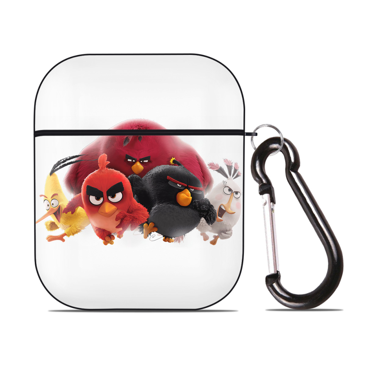 （画像用） Angry Birds アングリーバード AirPods 第2世代保護ケース ハードシェル ブラック 耐衝撃・防指紋・カラビナ付き