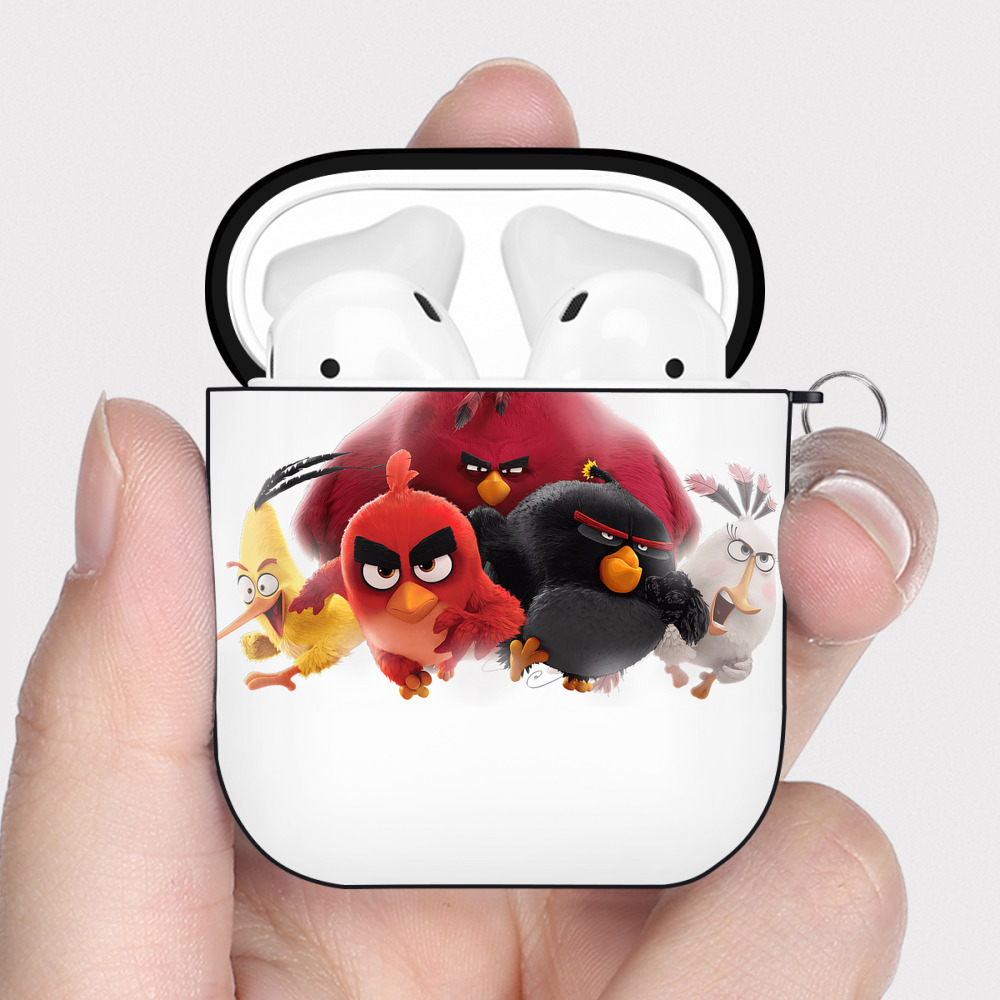 （画像用） Angry Birds アングリーバード AirPods 第2世代保護ケース ハードシェル ブラック 耐衝撃・防指紋・カラビナ付き