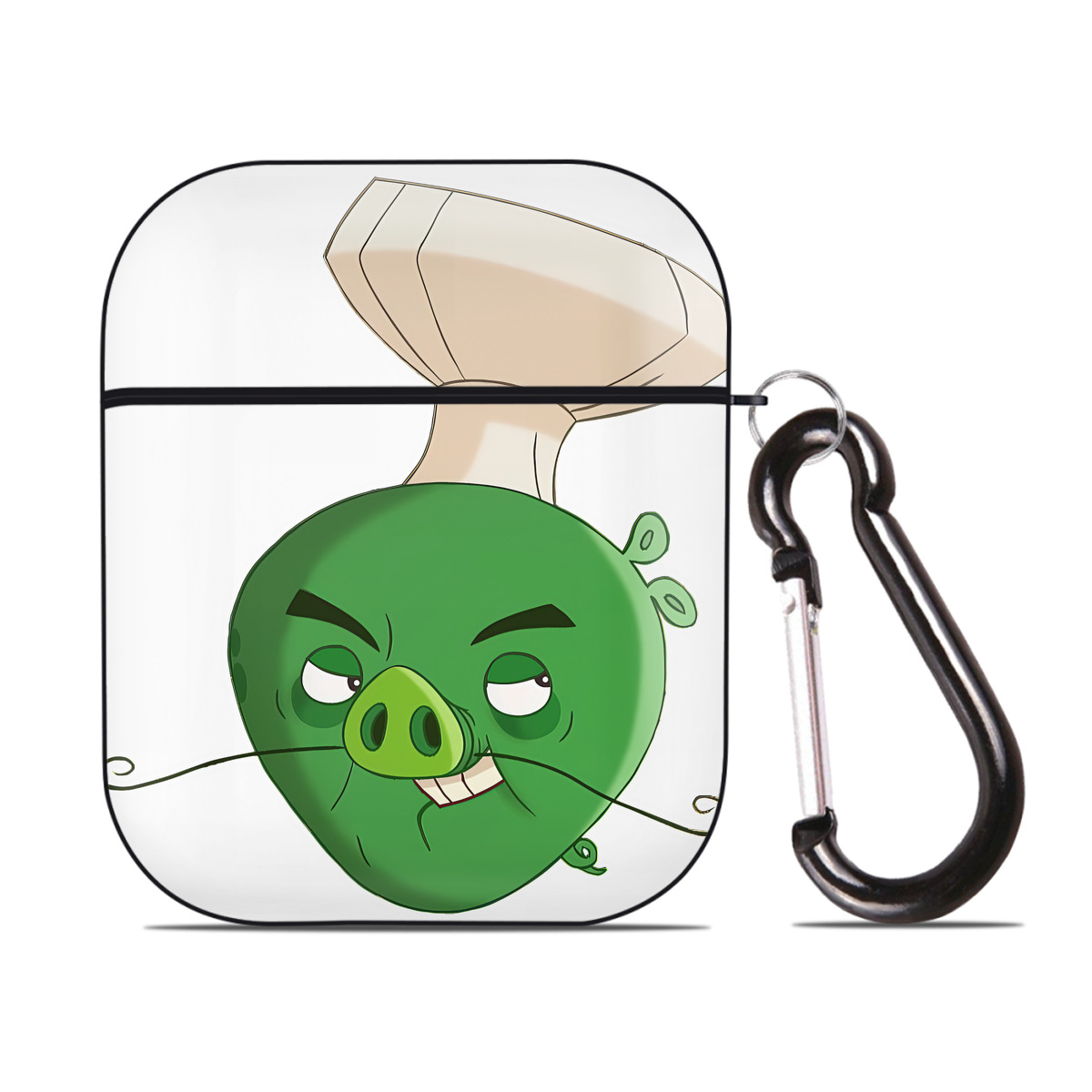 （画像用） Angry Birds アングリーバード AirPods 第2世代保護ケース ハードシェル ブラック 耐衝撃・防指紋・カラビナ付き