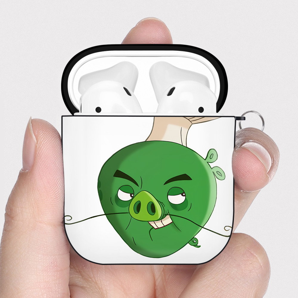 （画像用） Angry Birds アングリーバード AirPods 第2世代保護ケース ハードシェル ブラック 耐衝撃・防指紋・カラビナ付き