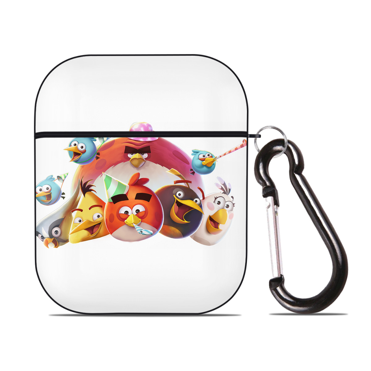 （画像用） Angry Birds アングリーバード AirPods 第2世代保護ケース ハードシェル ブラック 耐衝撃・防指紋・カラビナ付き