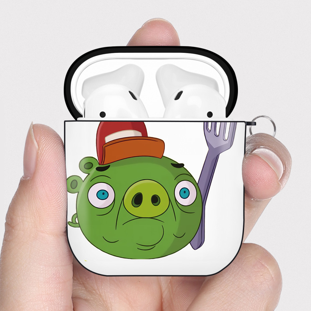 （画像用） Angry Birds アングリーバード AirPods 第2世代保護ケース ハードシェル ブラック 耐衝撃・防指紋・カラビナ付き