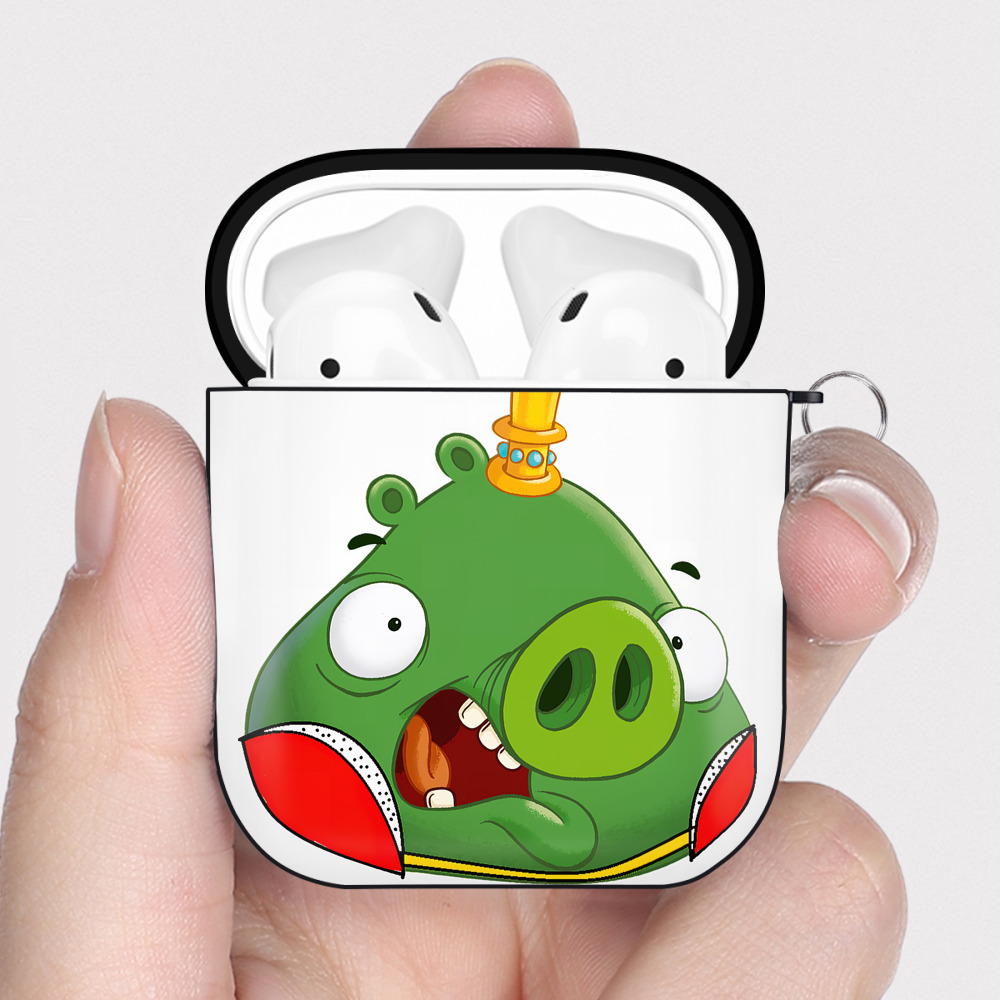 （画像用） Angry Birds アングリーバード AirPods 第2世代保護ケース ハードシェル ブラック 耐衝撃・防指紋・カラビナ付き