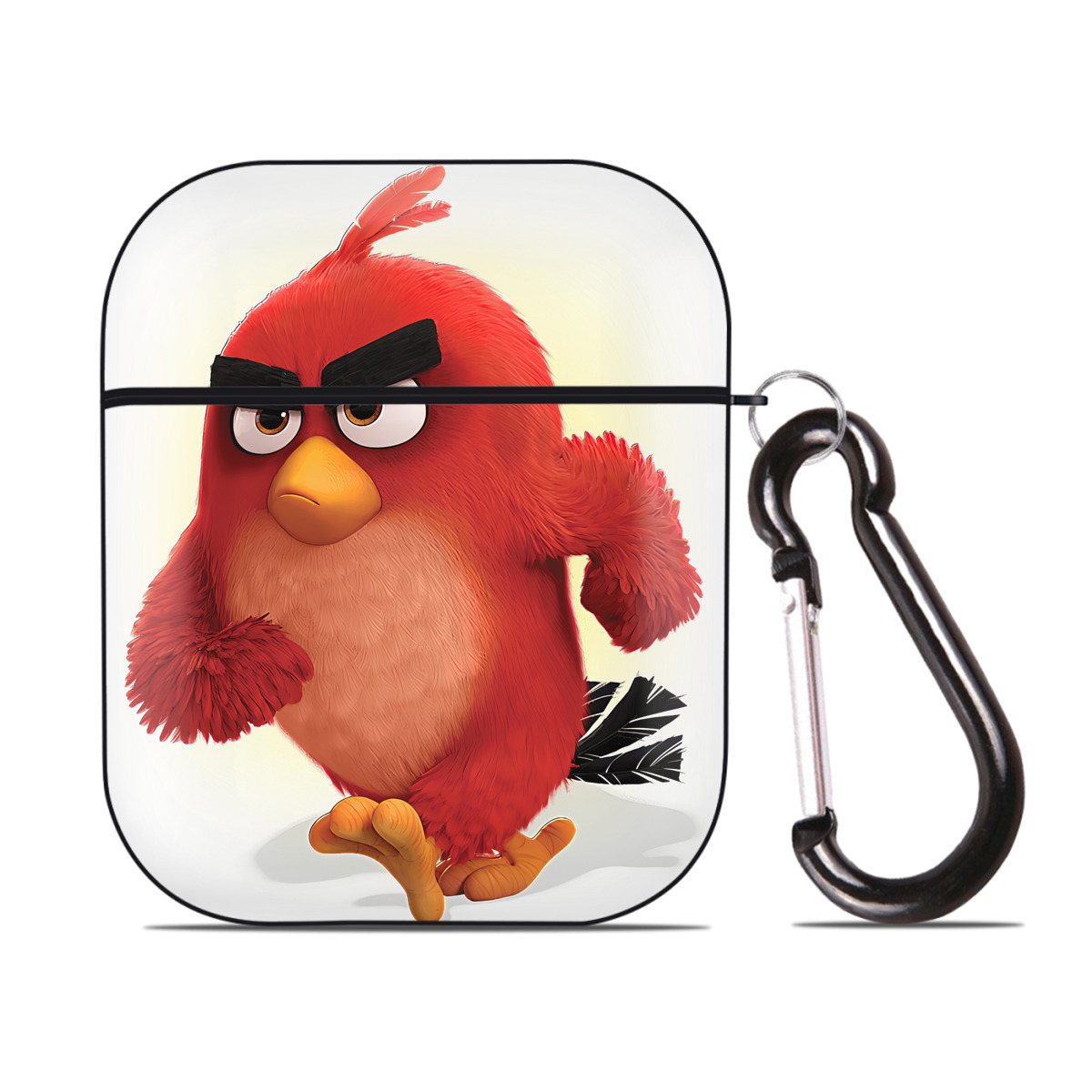 （画像用） Angry Birds アングリーバード AirPods 第2世代保護ケース ハードシェル ブラック 耐衝撃・防指紋・カラビナ付き