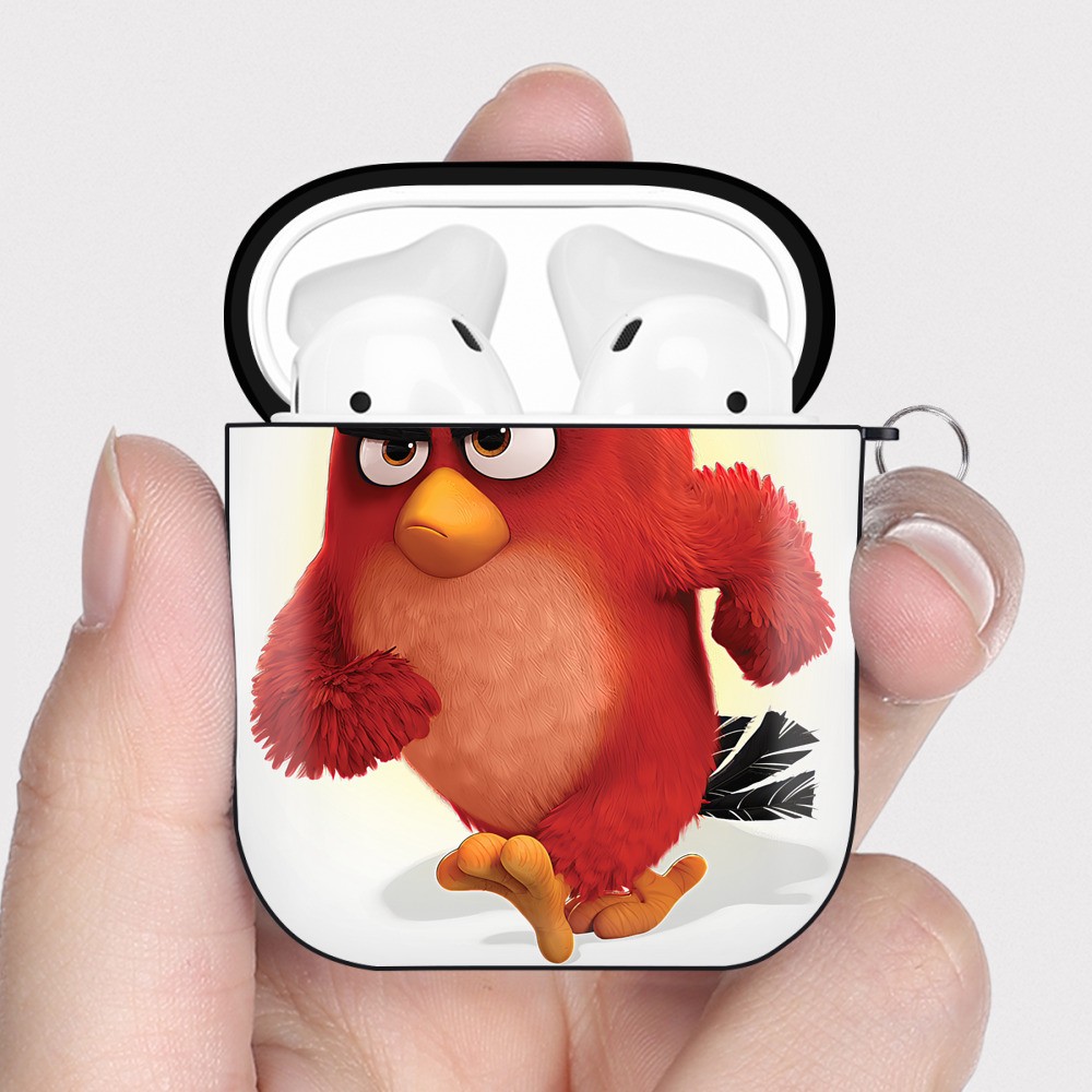 （画像用） Angry Birds アングリーバード AirPods 第2世代保護ケース ハードシェル ブラック 耐衝撃・防指紋・カラビナ付き