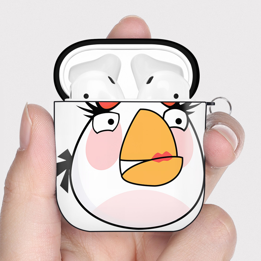 （画像用） Angry Birds アングリーバード AirPods 第2世代保護ケース ハードシェル ブラック 耐衝撃・防指紋・カラビナ付き