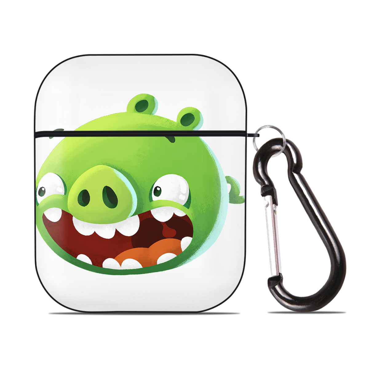 （画像用） Angry Birds アングリーバード AirPods 第2世代保護ケース ハードシェル ブラック 耐衝撃・防指紋・カラビナ付き