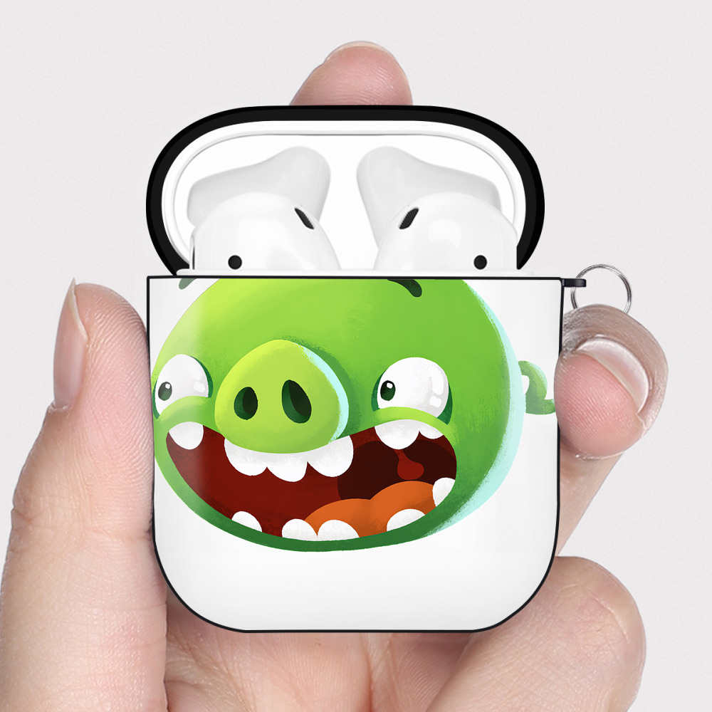 （画像用） Angry Birds アングリーバード AirPods 第2世代保護ケース ハードシェル ブラック 耐衝撃・防指紋・カラビナ付き