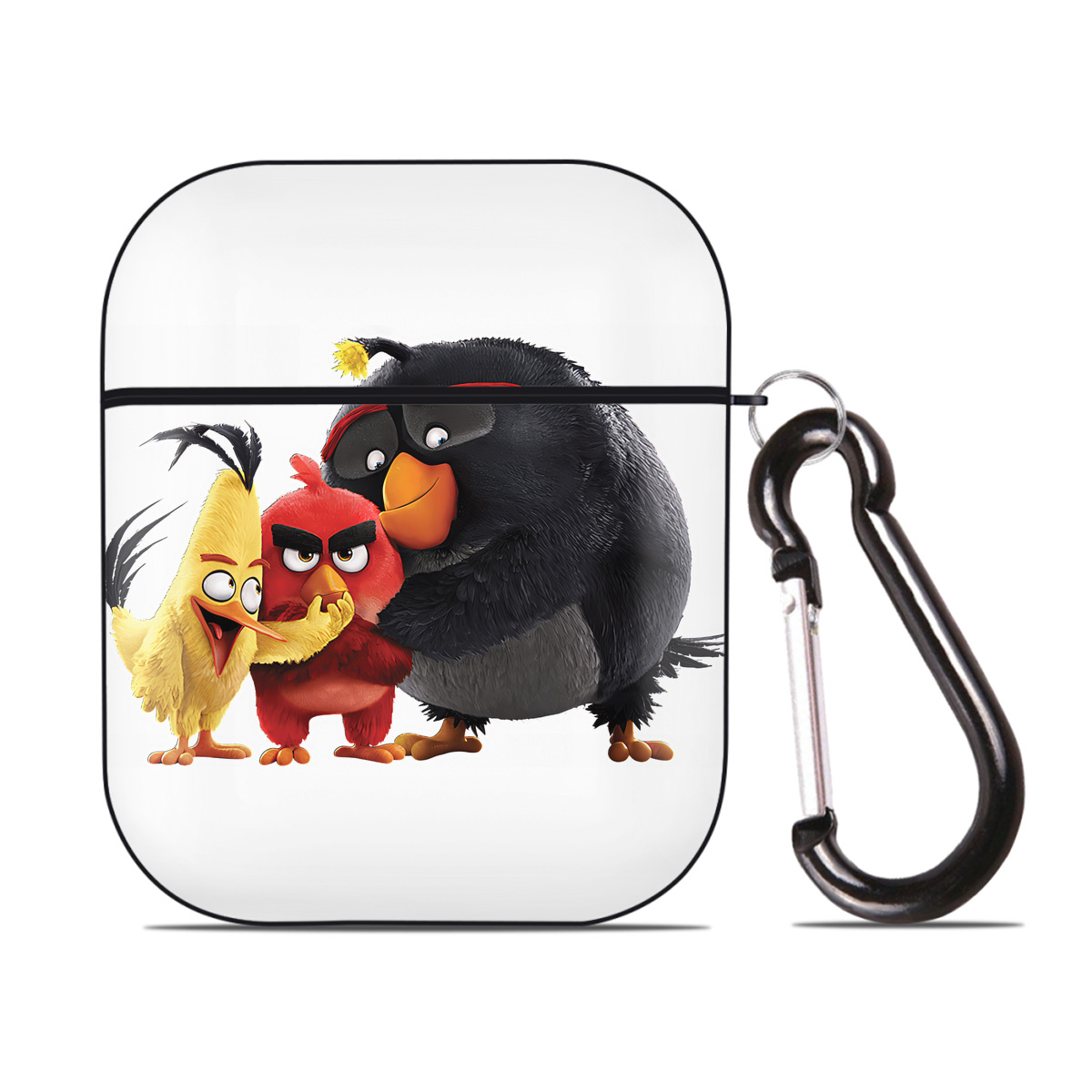 （画像用） Angry Birds アングリーバード AirPods 第2世代保護ケース ハードシェル ブラック 耐衝撃・防指紋・カラビナ付き