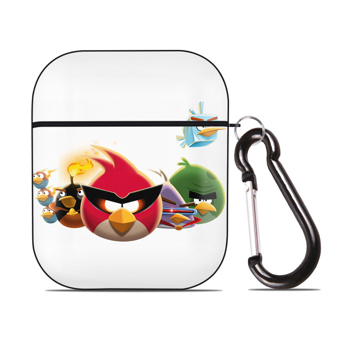 （画像用） Angry Birds アングリーバード AirPods 第2世代保護ケース ハードシェル ブラック 耐衝撃・防指紋・カラビナ付き