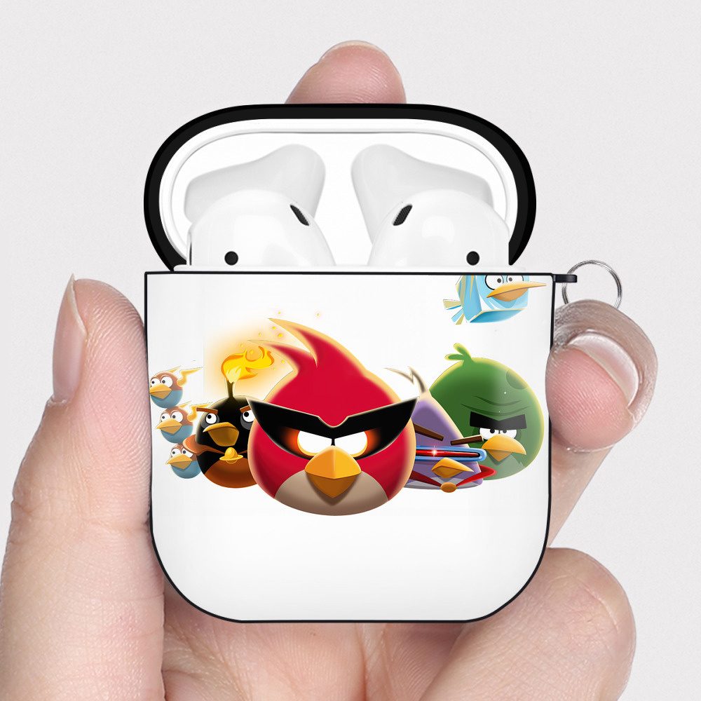 （画像用） Angry Birds アングリーバード AirPods 第2世代保護ケース ハードシェル ブラック 耐衝撃・防指紋・カラビナ付き