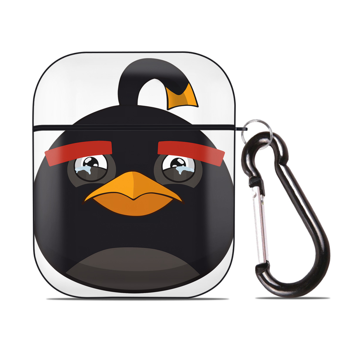 （画像用） Angry Birds アングリーバード AirPods 第2世代保護ケース ハードシェル ブラック 耐衝撃・防指紋・カラビナ付き
