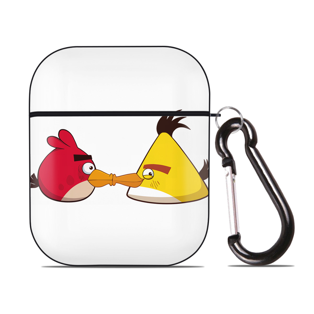 （画像用） Angry Birds アングリーバード AirPods 第2世代保護ケース ハードシェル ブラック 耐衝撃・防指紋・カラビナ付き