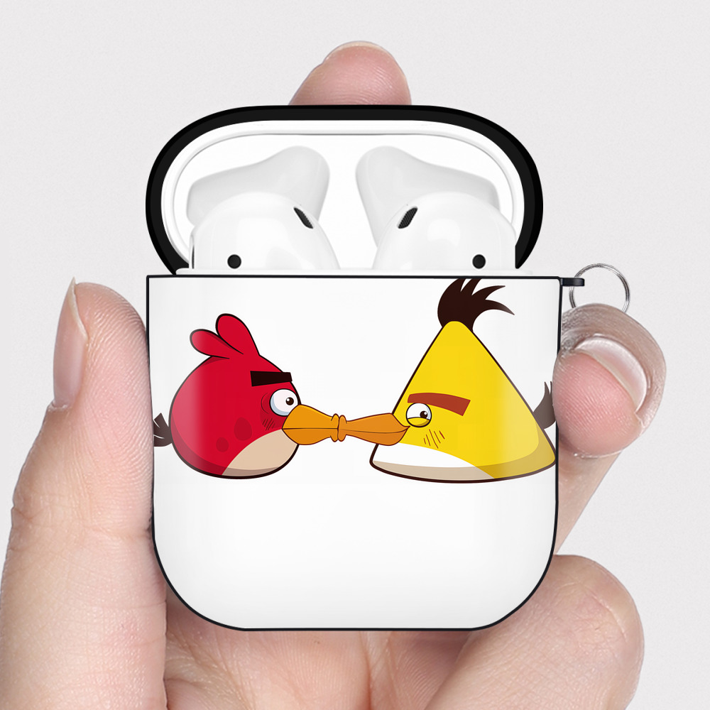 （画像用） Angry Birds アングリーバード AirPods 第2世代保護ケース ハードシェル ブラック 耐衝撃・防指紋・カラビナ付き