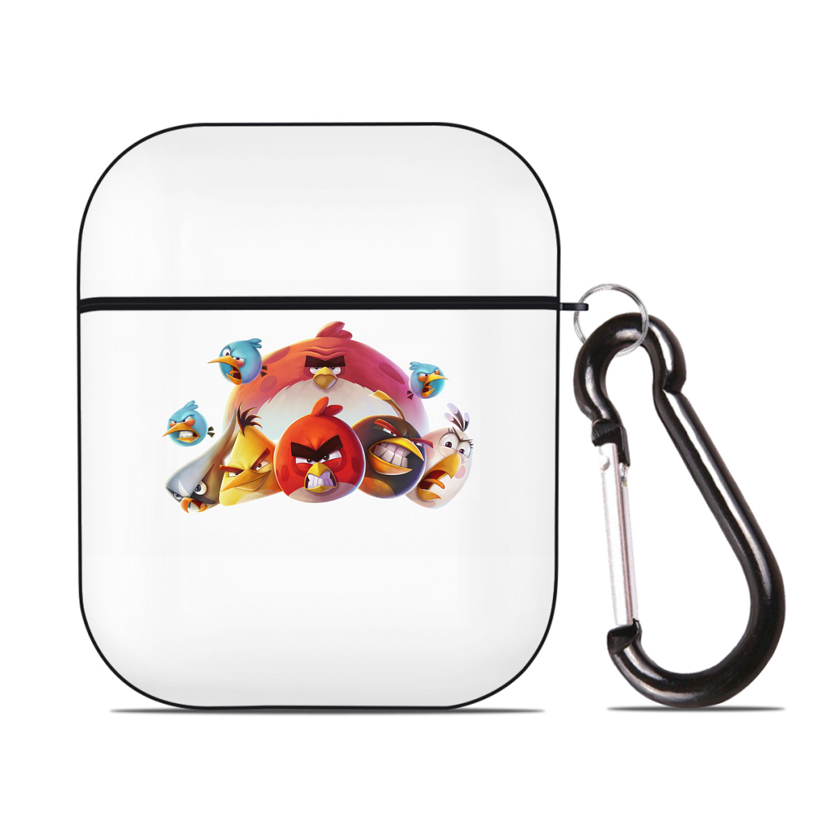 （画像用） Angry Birds アングリーバード AirPods 第2世代保護ケース ハードシェル ブラック 耐衝撃・防指紋・カラビナ付き