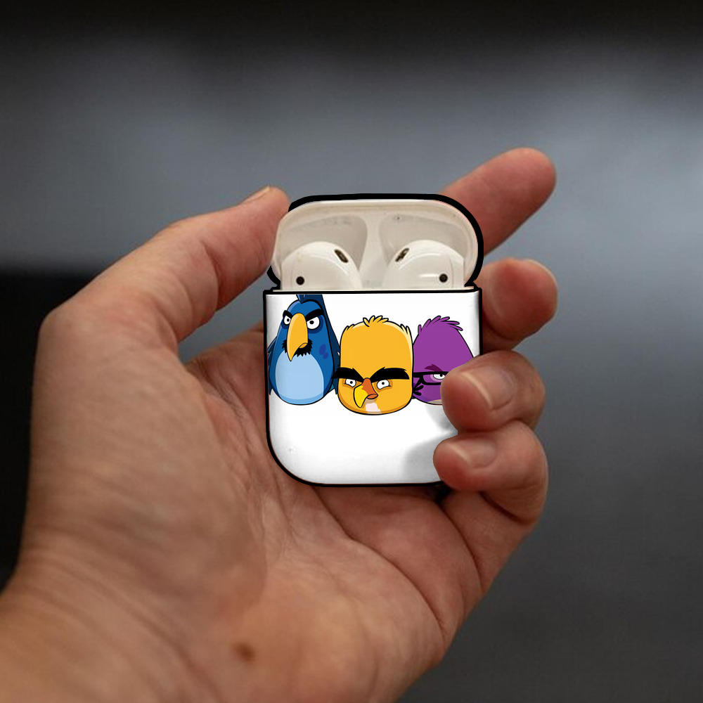 Angry Birds アングリーバード AirPods 第2世代保護ケース ハードシェル ブラック 耐衝撃・防指紋・カラビナ付き