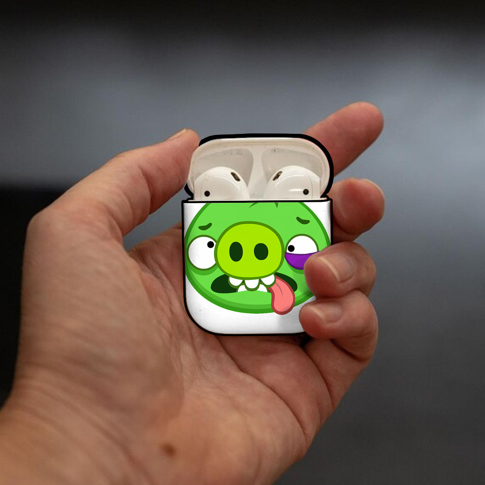 Angry Birds アングリーバード AirPods 第2世代保護ケース ハードシェル ブラック 耐衝撃・防指紋・カラビナ付き