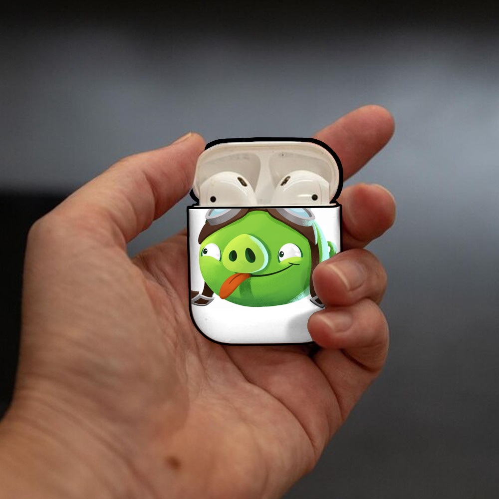 Angry Birds アングリーバード AirPods 第2世代保護ケース ハードシェル ブラック 耐衝撃・防指紋・カラビナ付き
