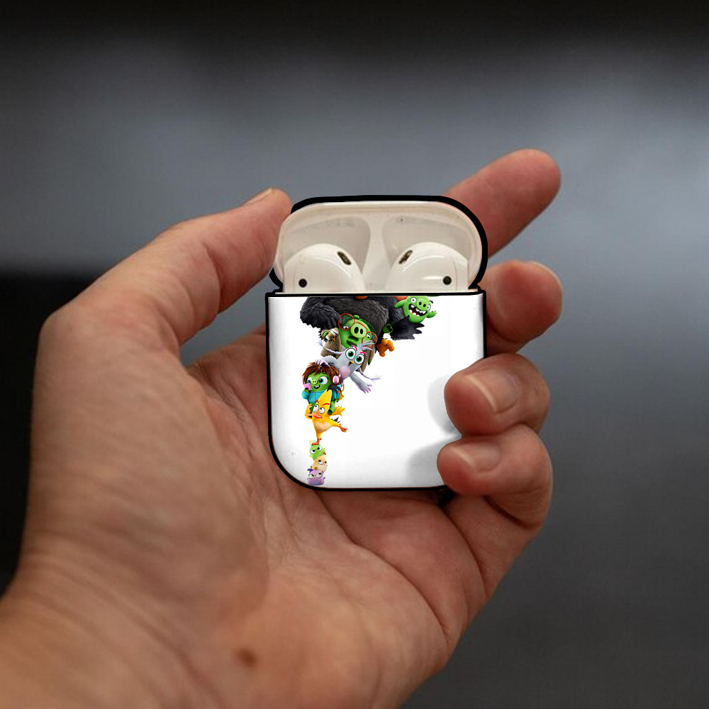 Angry Birds アングリーバード AirPods 第2世代保護ケース ハードシェル ブラック 耐衝撃・防指紋・カラビナ付き