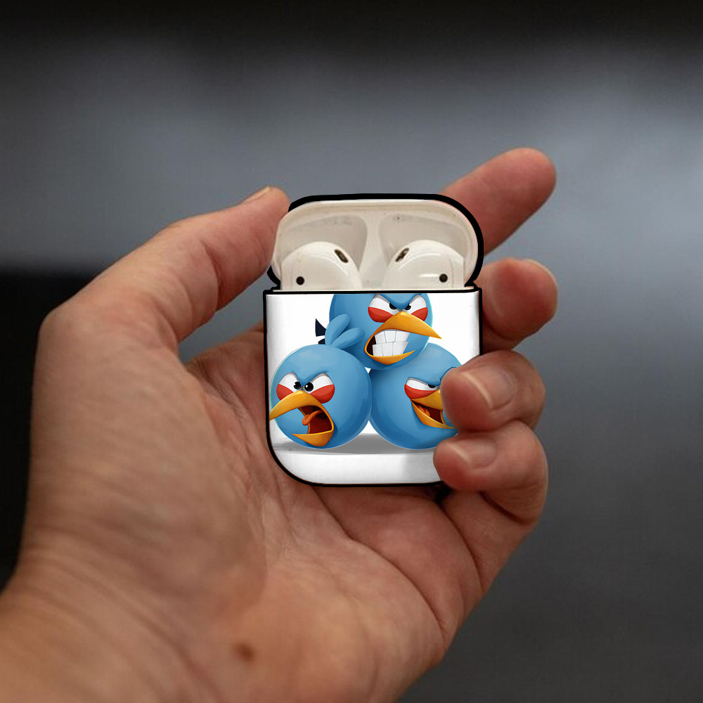 Angry Birds アングリーバード AirPods 第2世代保護ケース ハードシェル ブラック 耐衝撃・防指紋・カラビナ付き