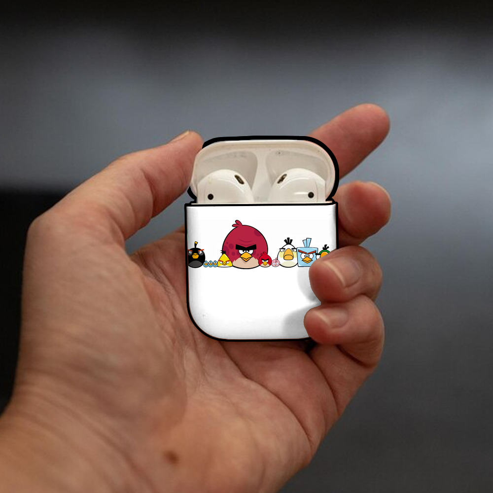Angry Birds アングリーバード AirPods 第2世代保護ケース ハードシェル ブラック 耐衝撃・防指紋・カラビナ付き